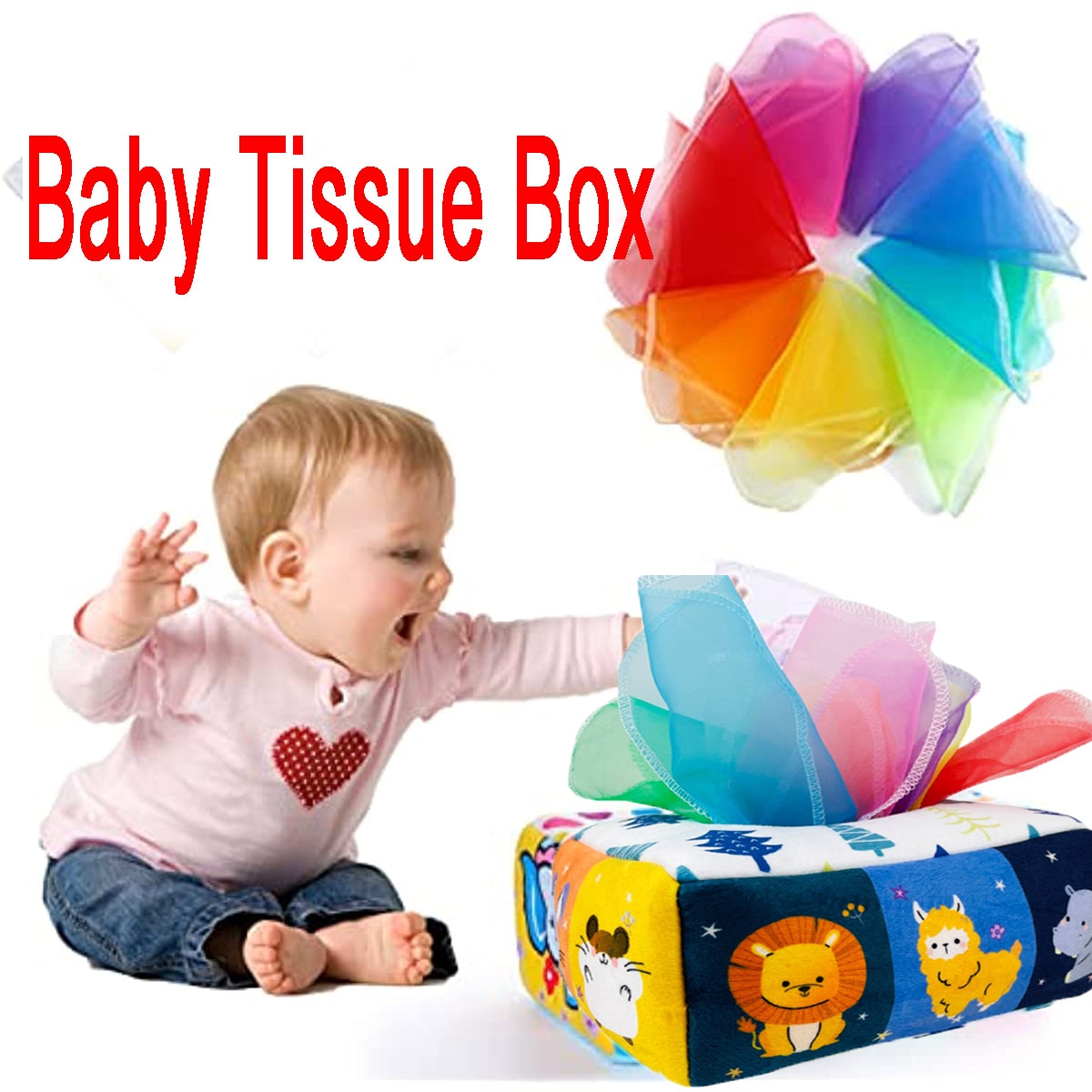 jeu sensoriel, boîte à jouets sensorielle développement boîte à mouchoirs  montessori, jouets en peluche bébés 6 12 mois bébé, jeu boîte à mouchoirs  en papier apprentissage précoce, tissu de développement sensoriel montessori